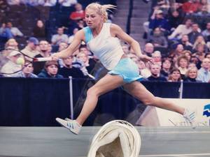 lot 46 image: Game Used Autographed Tennis Shoes by Anna Kournikova No COA