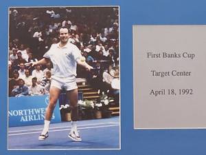 lot 151 image: Framed Tennis Greats John McEnroe and Jimmy Connors Tennis Match at the Target Center
