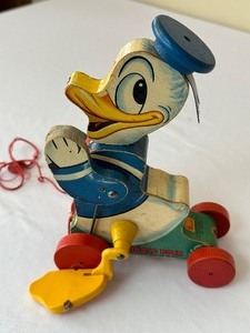 lot 13 image: Vintage Fisher Price Donald Duck Pull Toy #765