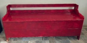 lot 42 image: Large Red Storage Bench with Cedar Lining