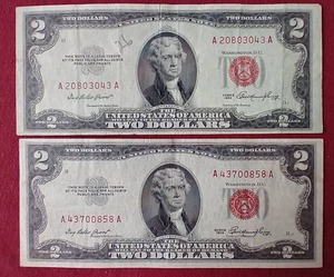 lot 36 image: (2) Red Seal $2 Notes