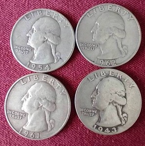 lot 46 image: (4) 90% Silver Washington Quarters