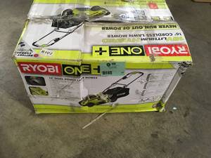 ONE 18V 16 in. Hybrid Walk Behind Push Lawn Mower with (2) 4.0 Ah Batteries and Charger by RYOBI Customer Returns See Pictures