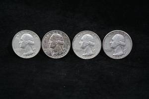 4 1962-D US Washington Silver Quarter Coins
