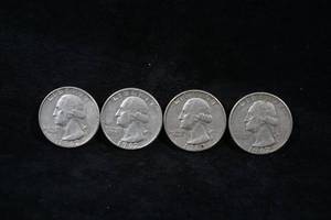 4 1962-D US Washington Silver Quarter Coins