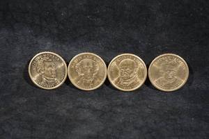 4 US Presidential Dollar Coins - Monroe, Van Buren, Adams, Jackson