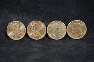 4 US Presidential Dollar Coins - Hayes, Grant, Garfield, Johnson