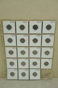 Binder Page of US Buffalo Nickel Coins - 1925-1938