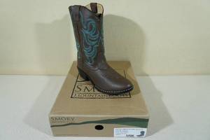 Smoky Mountain Boots -Youth Size 6, BrownBlue Stitching