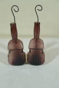 2 Vintage Purple Glass Cello Bottles