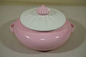 Vintage AC Davey Co Casserole Lidded Pot -Blush Pink