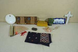 Assorted Collectables - Precious Moments, Glass Coffee Filter, Perfume Bottle