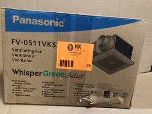 lot 25 image: WhisperGreen Select Pick-A-Flow 5080 or 110 CFM Exhaust Fan wmultispeed Flex-Z Fast bracket 4 or 6 in. Duct Adapter by Panasonic Customer Returns See Pictures