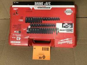 lot 59 image: SHOCKWAVE 38 in. Drive SAE and Metric 6 Point Impact Socket Set (43-Piece) by Milwaukee  Customer Returns See Pictures