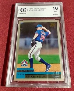 lot 2 image: 2000 Topps Traded Mike Young Rookie Card - BCCG 10