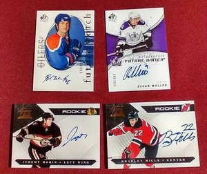 lot 5 image: (4) Autographed Hockey Rookie Cards - All Numbered