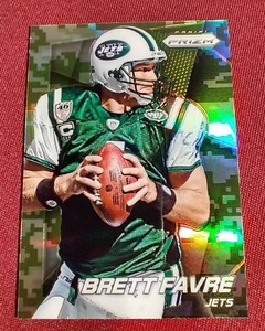 lot 50 image: Panini Prizm Brett Favre Card - Camo Prizm Color Match