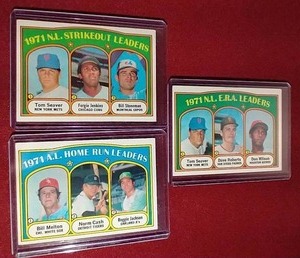 lot 58 image: (3) 1972 Topps Leaders Cards - Seaver, Jenkins, Jackson, Etc