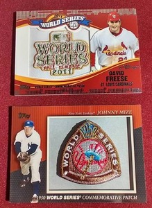 lot 116 image: (2) Topps World Series Commemorative Patch Cards