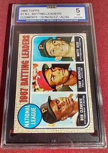 lot 133 image: 1968 Topps Batting Leaders Card - Clemente Etc. - ISA 5