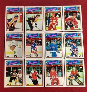 lot 141 image: 1988-89 Topps Stickers Hockey All-Stars Set (12) - Gretzky, Etc.