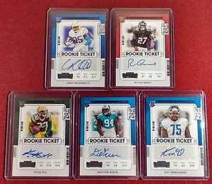 lot 147 image: (5) Panini Contenders Football Rookie Ticket Autograph Cards
