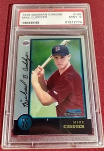 lot 148 image: 1998 Bowman Chrome Michael Cuddyer Rookie Card - PSA 9