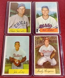 lot 153 image: (4) 1954 Bowman Baseball Cards
