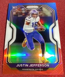 lot 154 image: 2020 Prizm Justin Jefferson RedWhiteBlue Prizm Rookie Card
