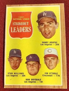 lot 156 image: 1962 Topps Strikeout Leaders Card - Koufax Etc.