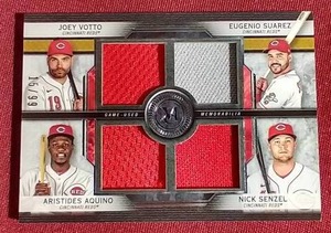 lot 160 image: 2020 Museum Collection Reds Quad Relic (Votto, Etc) - #d99