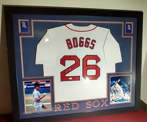 lot 169 image: Custom Framed Wade Boggs Autographed Jersey With JSA COA