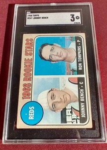 lot 190 image: 1968 Topps Johnny Bench Rookie Card - SGC 3