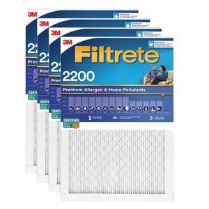 lot 18 image: 3M Filtrete 2200 MPR Premium Allergen & Home Pollutants Air Filter (Deep Blue) - 4-Pack