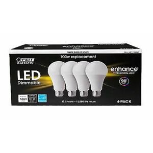 lot 42 image: Feit Dimmable LED 3000K Bright White 4-PACK (100W Replacement) 17.5W