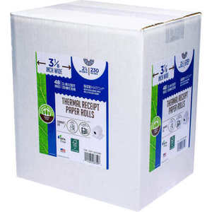 lot 75 image: Forest Select Thermal Receipt Paper Rolls, White, 3-18 x 230, 48 Rolls