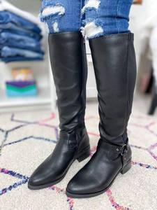 lot 91 image: Corkys Holler Black Leather Wide Calf Riding Boots - Size 6