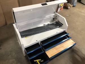 Heavy-Duty 52 in. W x 21.5 in. D 6-Drawer White Top Tool Chest with Pull-out Work Surface and LED Light by Husky Customer returns