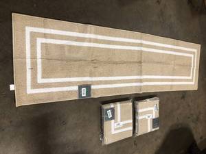Jean Pierre  Washable Non-Skid Beige and White 26 in. x 45 in. Border Accent RugCustomer returns Review all pictures