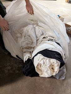 lot 16 image: Massive White Theater Curtain With Black Trim