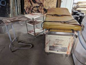 lot 61 image: Examining Chair And Two Rolling Metal Carts