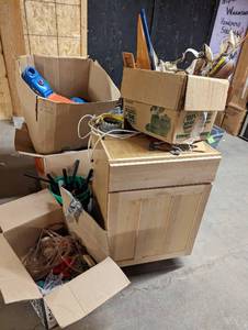 lot 123 image: KraftMaid Cabinet, Misc. Props, And More