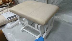 Storkcraft  Tuscany White with Taupe Swirl Cushion New Glider   Cracked Ottoman