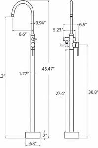 AKDY  1-Handle Freestanding Floor Mount Tub Faucet Bathtub Filler with Hand Shower in Brush Nickel
