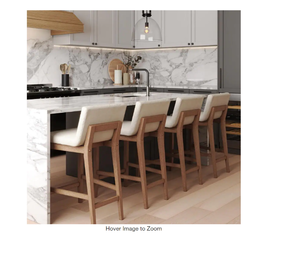 Nathan James  Gracie Modern Counter Height Bar Stool with Natural Flax White Fabric and Brushed Wooden Legs, Natural FlaxBrown