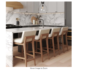 Nathan James  Gracie Modern Counter Height Bar Stool with Natural Flax White Fabric and Brushed Wooden Legs, Natural FlaxBrown
