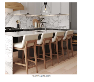 Nathan James  Gracie Modern Counter Height Bar Stool with Natural Flax White Fabric and Brushed Wooden Legs, Natural FlaxBrown