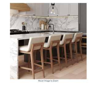 Nathan James  Gracie Modern Counter Height Bar Stool with Natural Flax White Fabric and Brushed Wooden Legs, Natural FlaxBrown