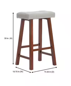 StyleWell  Backless Saddle Seat Fabric Upholstered Bar Stool in Riverbed Beige (Set of 2)