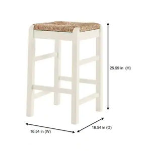 Home Decorators Collection  Dorsey Ivory Backless Wood Counter Stool with Woven Rush Seat
